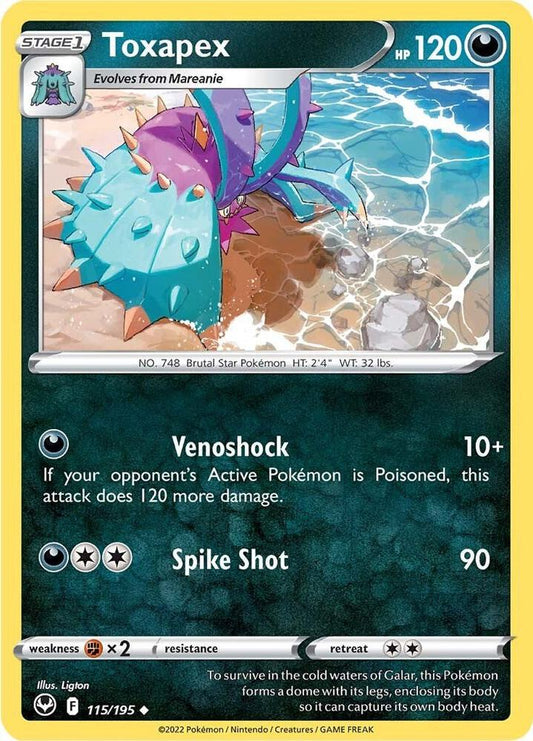 Toxapex 115/195 Uncommon Silver Tempest Pokémon card