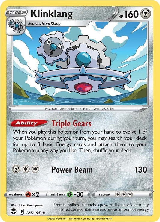 Klinklang 125/195 Rare Silver Tempest Pokémon card