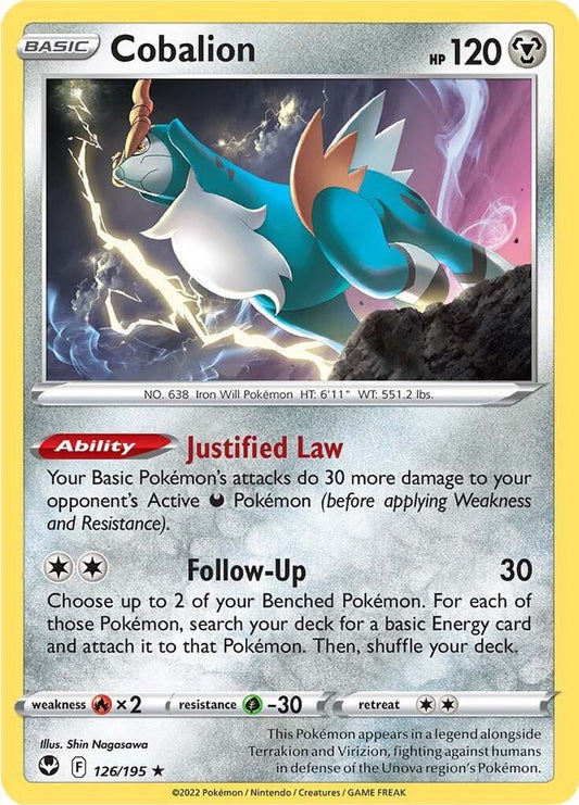 Cobalion 126/195 Rare Silver Tempest Pokémon card