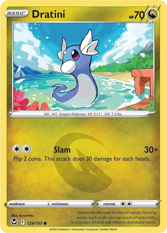 Dratini 129/195 Common Silver Tempest Pokémon card