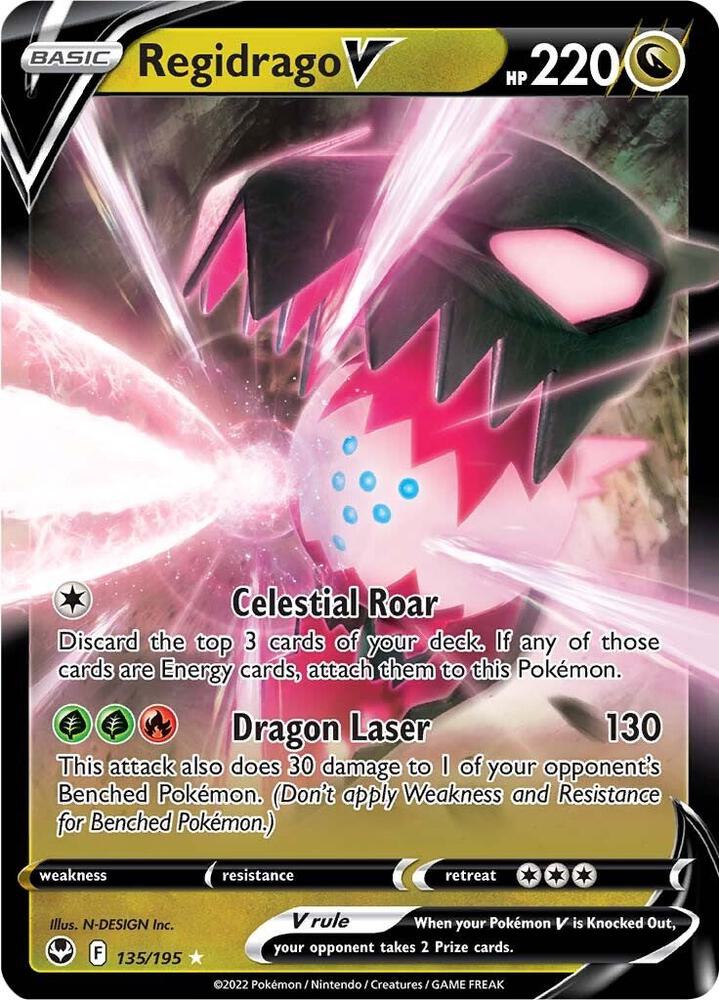 Regidrago V 135/195 Ultra Rare Silver Tempest Pokémon card