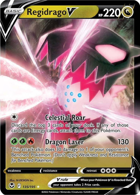 Regidrago V 135/195 Ultra Rare Silver Tempest Pokémon card