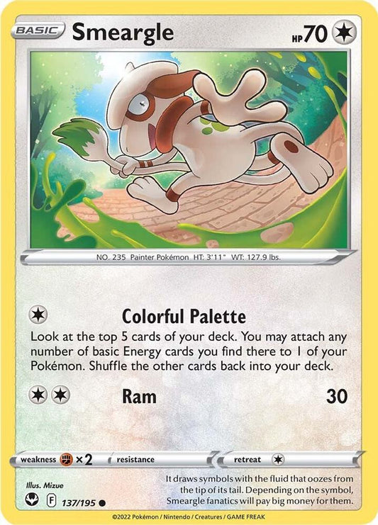 Smeargle 137/195 Common Silver Tempest Pokémon card