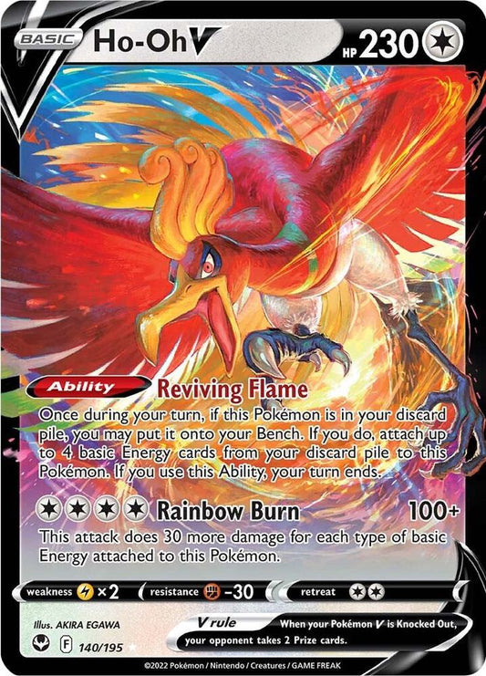 Ho-Oh V 140/195 Ultra Rare Silver Tempest Pokémon card