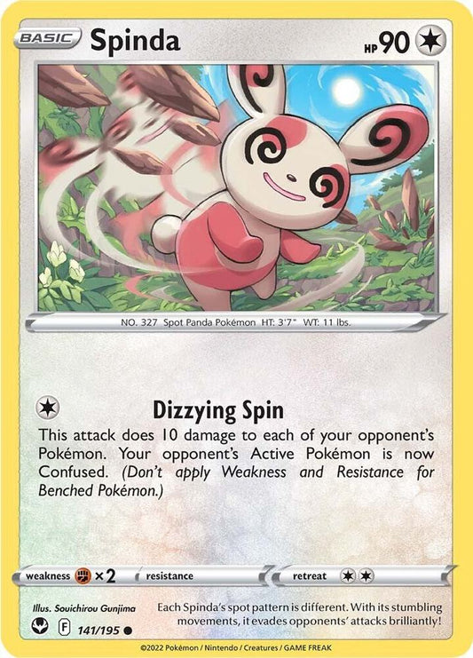 Spinda 141/195 Common Silver Tempest Pokémon card