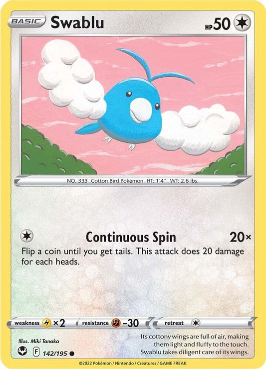 Swablu 142/195 Common Silver Tempest Pokémon card