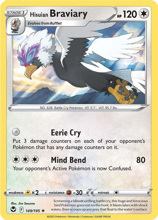 Hisuian Braviary 149/195 Rare Silver Tempest Pokémon card