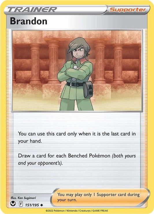 Brandon 151/195 Uncommon Silver Tempest Pokémon card