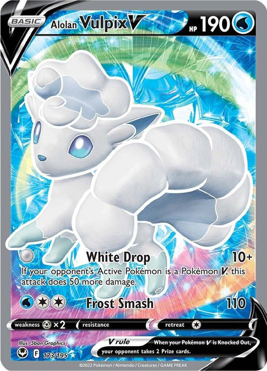 Alolan Vulpix V (Full Art) 173/195 Ultra Rare Silver Tempest Pokémon card