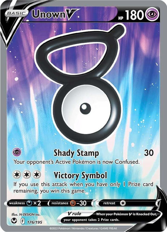 Unown V (Full Art) 176/195 Ultra Rare Silver Tempest Pokémon card