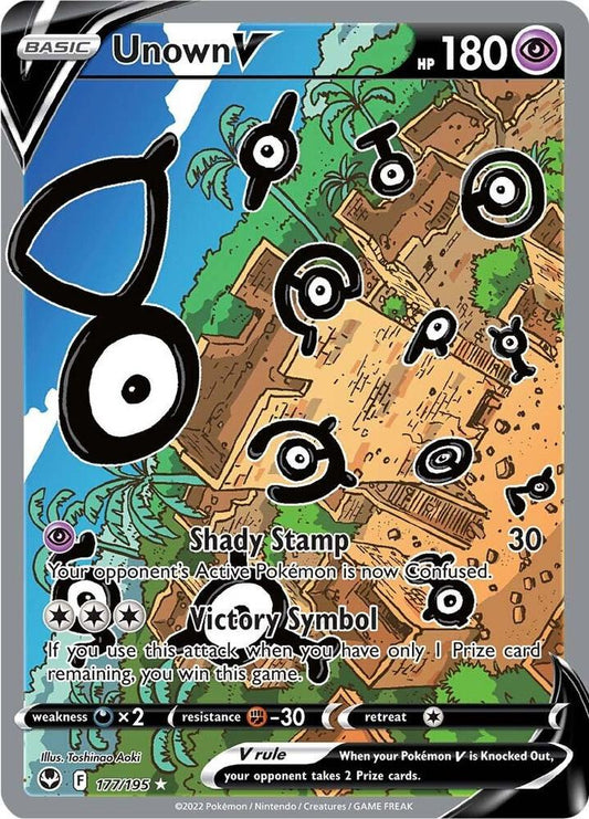 Unown V (Alternate Full Art) 177/195 Ultra Rare Silver Tempest Pokémon card