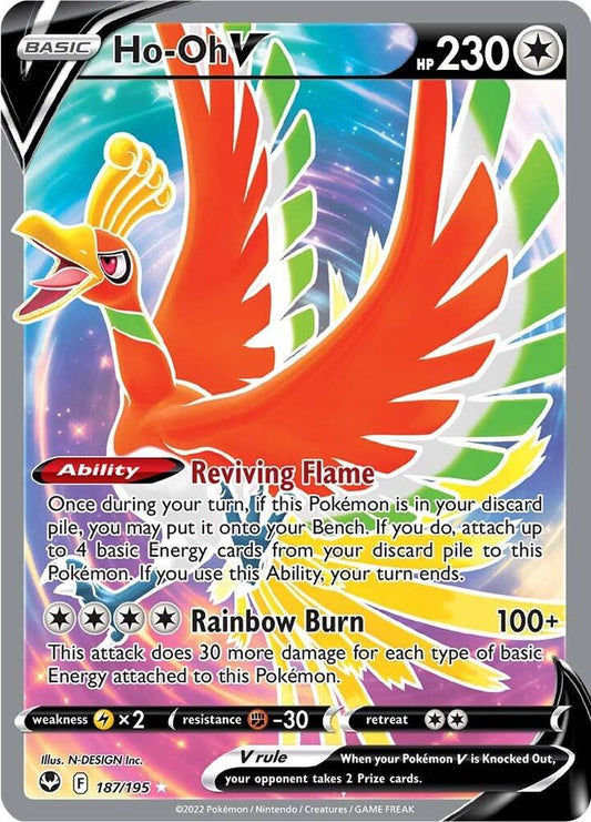 Ho-Oh V (Full Art) 187/195 Ultra Rare Silver Tempest Pokémon card