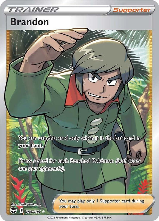 Brandon (Full Art) 188/195 Ultra Rare Silver Tempest Pokémon card