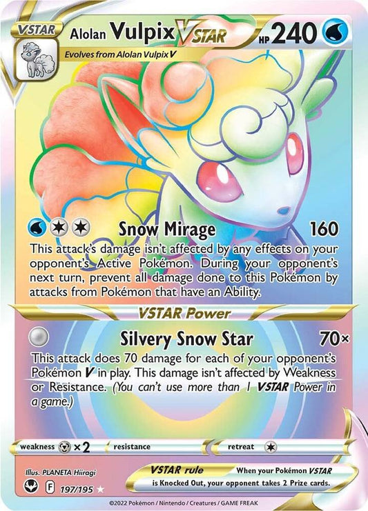 Alolan Vulpix VSTAR (Secret) 197/195 Secret Rare Silver Tempest Pokémon card