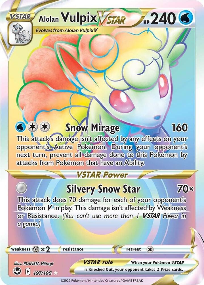 Alolan Vulpix VSTAR (Secret) 197/195 Secret Rare Silver Tempest Pokémon card