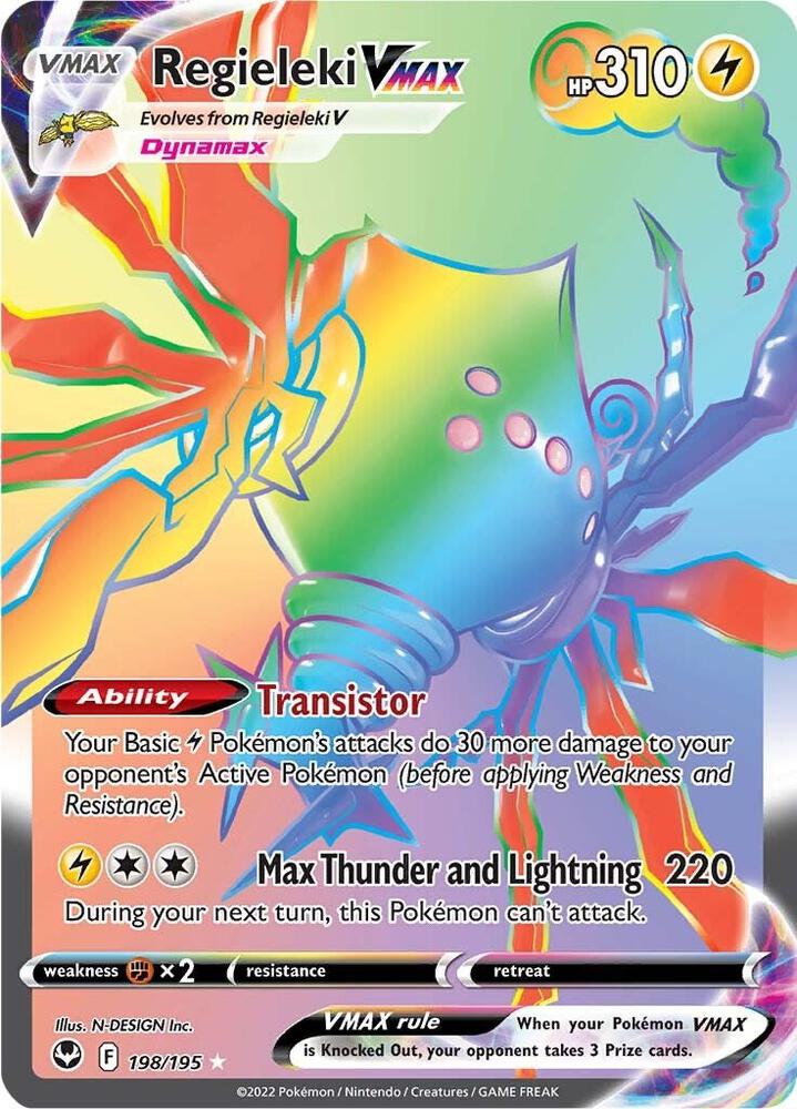 Regieleki VMAX (Secret) 198/195 Secret Rare Silver Tempest Pokémon card