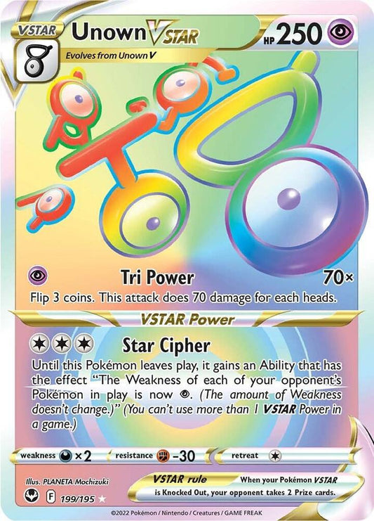 Unown VSTAR (Secret) - 199/195 Secret Rare SWSH12: Silver Tempest