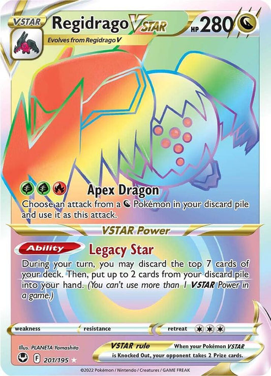 Regidrago VSTAR (Secret) 201/195 Secret Rare Silver Tempest Pokémon card
