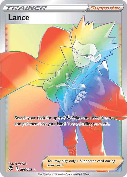 Lance (Secret) 206/195 Secret Rare Silver Tempest Pokémon card