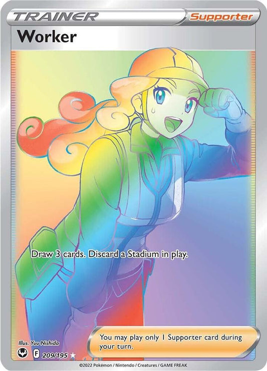 Worker (Secret) 209/195 Secret Rare Silver Tempest Pokémon card
