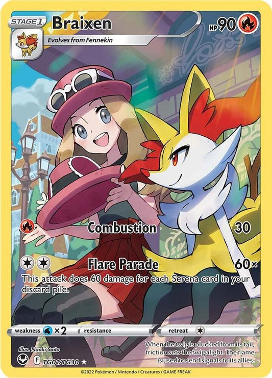 Braixen TG01/TG30 Ultra Rare Silver Tempest Trainer Gallery Pokémon card