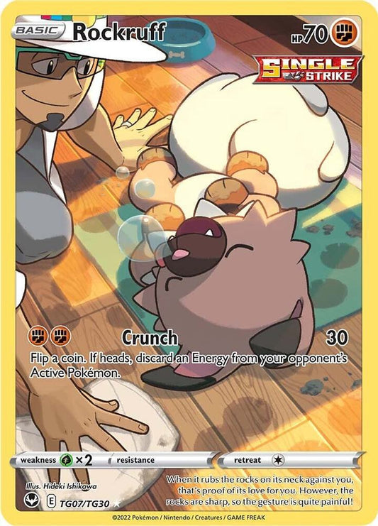 Rockruff TG07/TG30 Ultra Rare Silver Tempest Trainer Gallery Pokémon card