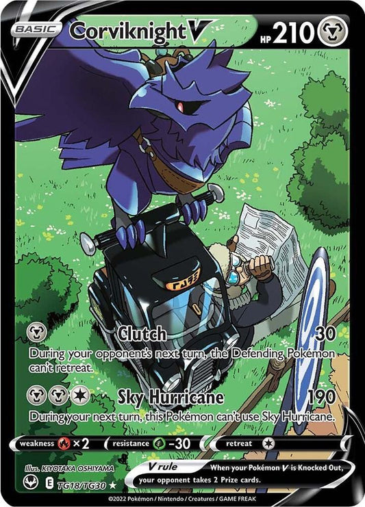 Corviknight V TG18/TG30 Ultra Rare Silver Tempest Trainer Gallery Pokémon card