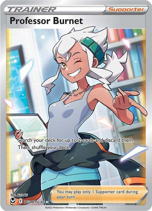 Professor Burnet TG26/TG30 Ultra Rare Silver Tempest Trainer Gallery Pokémon card