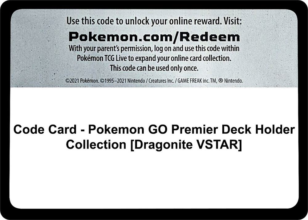 Code Card - Pokemon GO Premier Deck Holder Collection [Dragonite VSTAR] - Code Card Pokemon GO