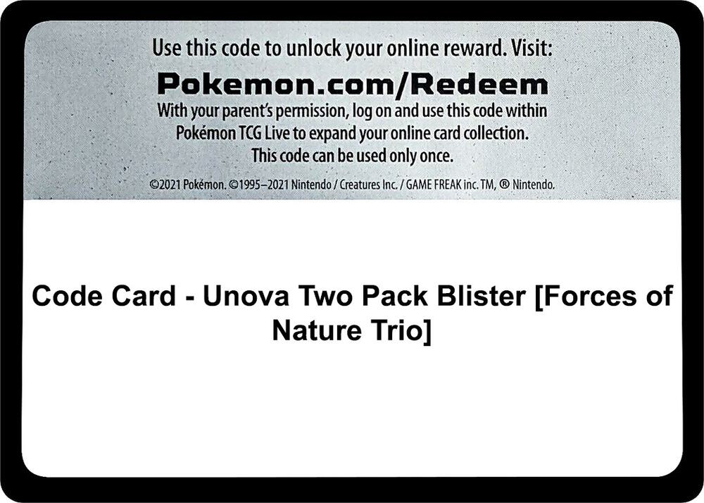 Code Card - Unova Two Pack Blister [Forces of Nature Trio] - Code Card Miscellaneous Cards & Products