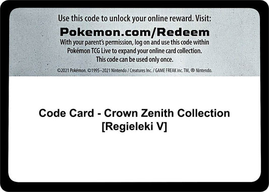 Code Card - Crown Zenith Collection [Regieleki V] - Code Card Crown Zenith