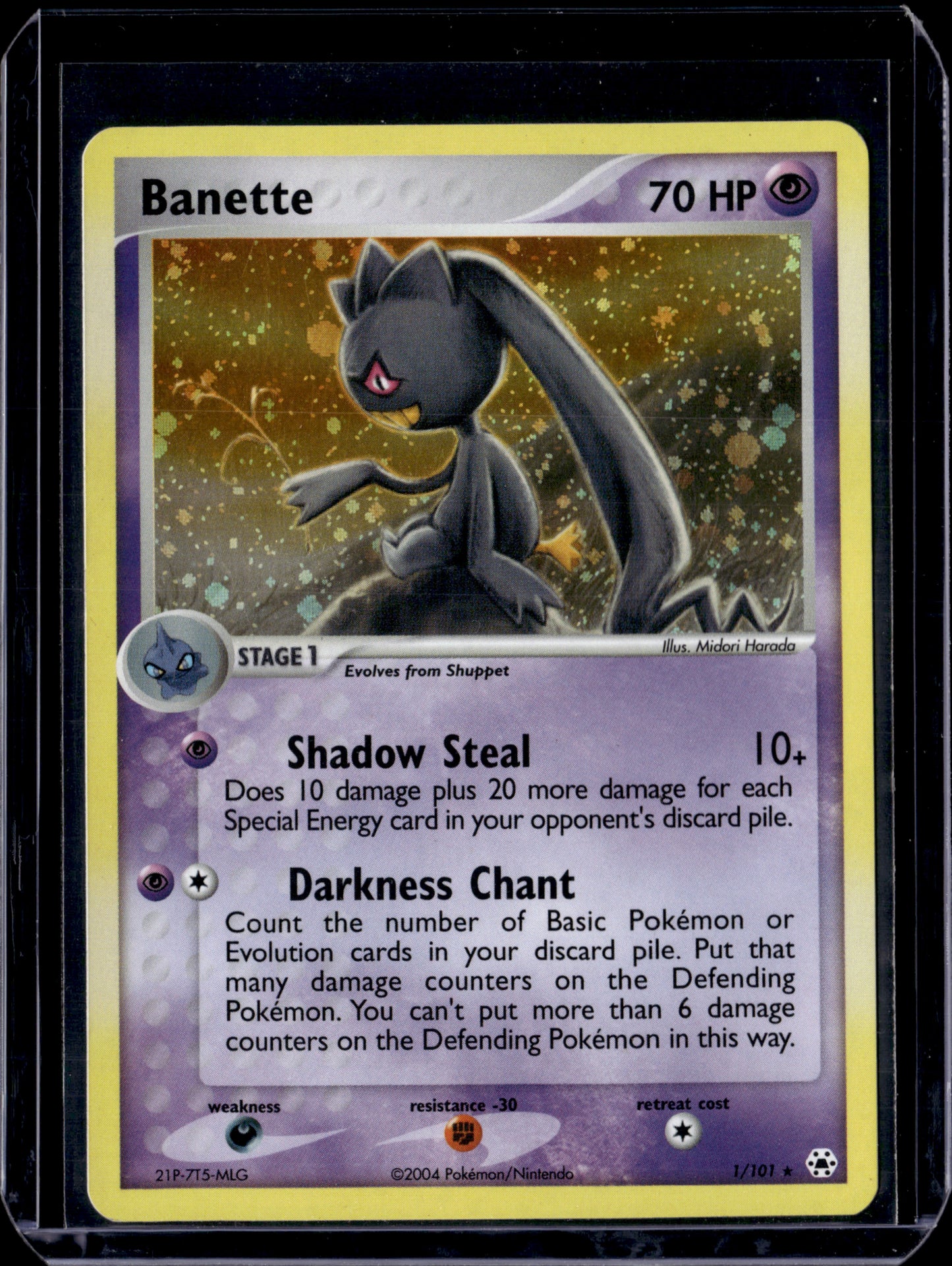 Banette Hidden Legends #1/101 Holofoil Pokémon Card (front)