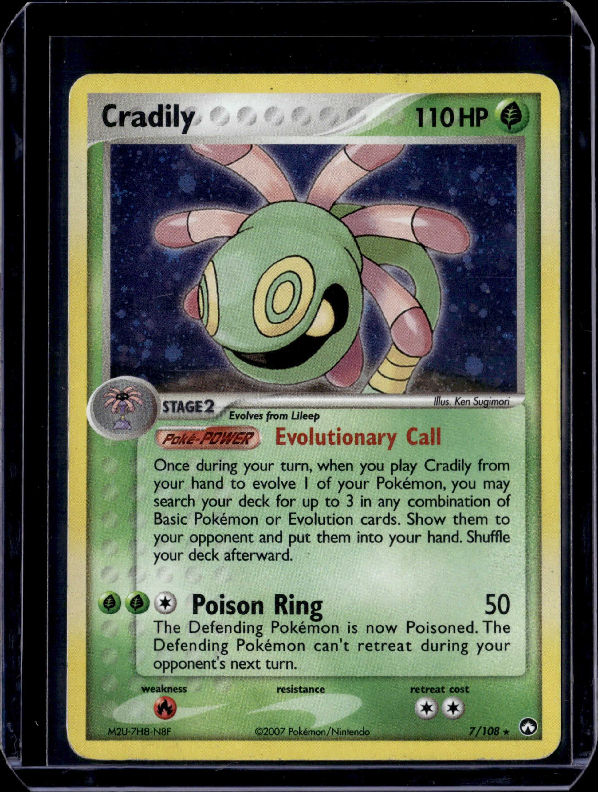 Cradily Power Keepers #7/108 Holofoil Pokémon Card (front)
