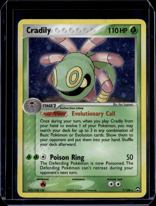 Cradily Power Keepers #7/108 Holofoil Pokémon Card (front)