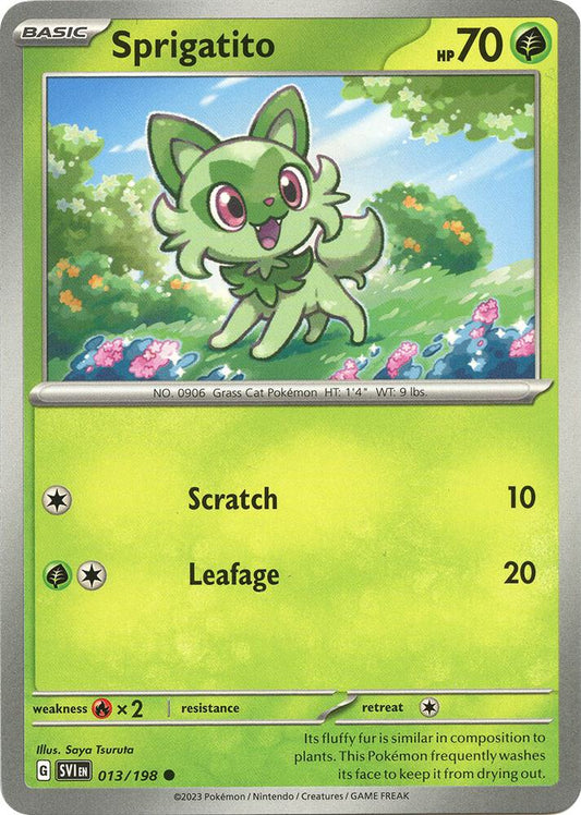 Sprigatito 013/198 Common Scarlet & Violet Base Set Pokémon card