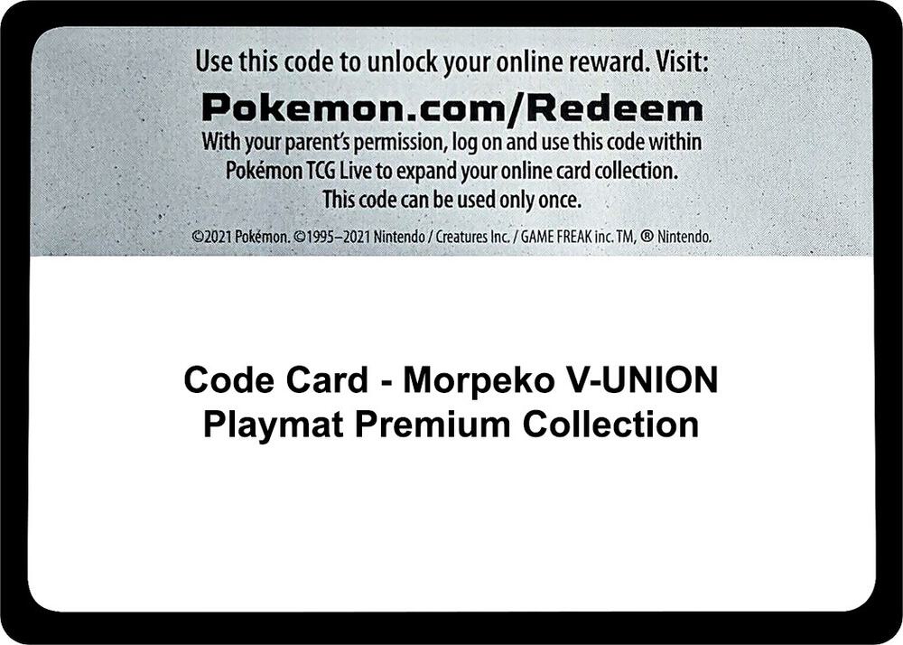 Code Card - Morpeko V-UNION Playmat Premium Collection Code Card Crown Zenith Pokémon card