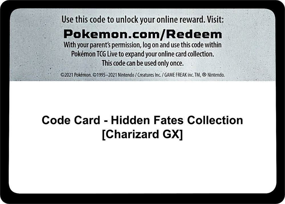 Code Card - Hidden Fates Collection [Charizard GX] Code Card Pokémon card