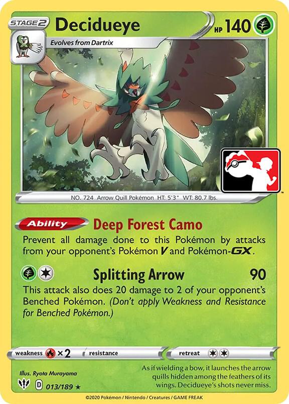 Decidueye - 013/189 013/189 Rare Prize Pack Series Cards Pokémon card