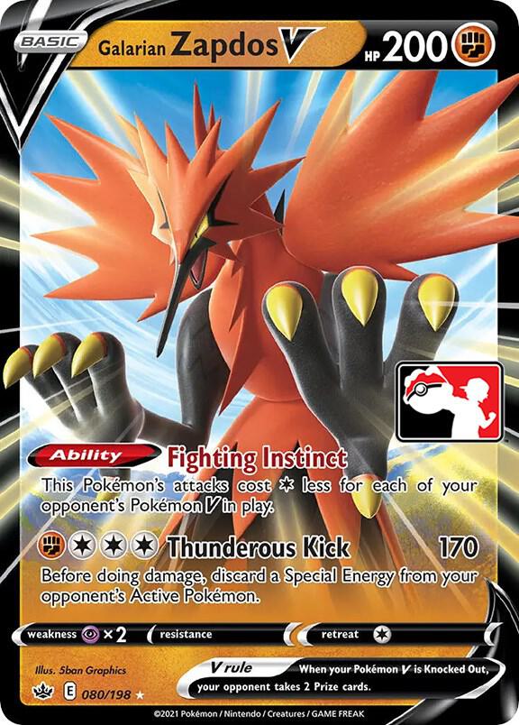 Galarian Zapdos V - 080/198 080/198 Ultra Rare Prize Pack Series Cards Pokémon card