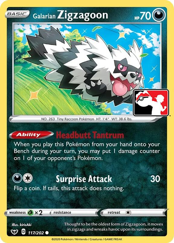 Galarian Zigzagoon - 117/202 117/202 Common Prize Pack Series Cards Pokémon card