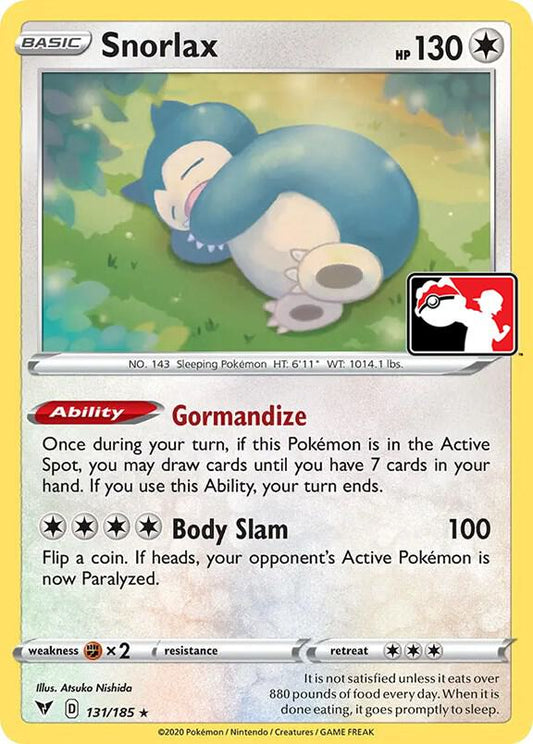 Snorlax - 131/185 131/185 Rare Prize Pack Series Cards Pokémon card