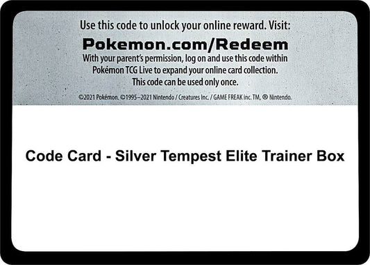 Code Card - Silver Tempest Elite Trainer Box - Code Card SWSH12: Silver Tempest