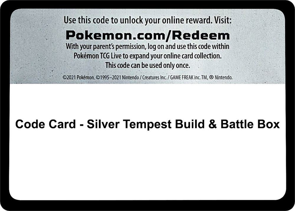 Code Card - Silver Tempest Build & Battle Box - Code Card SWSH12: Silver Tempest