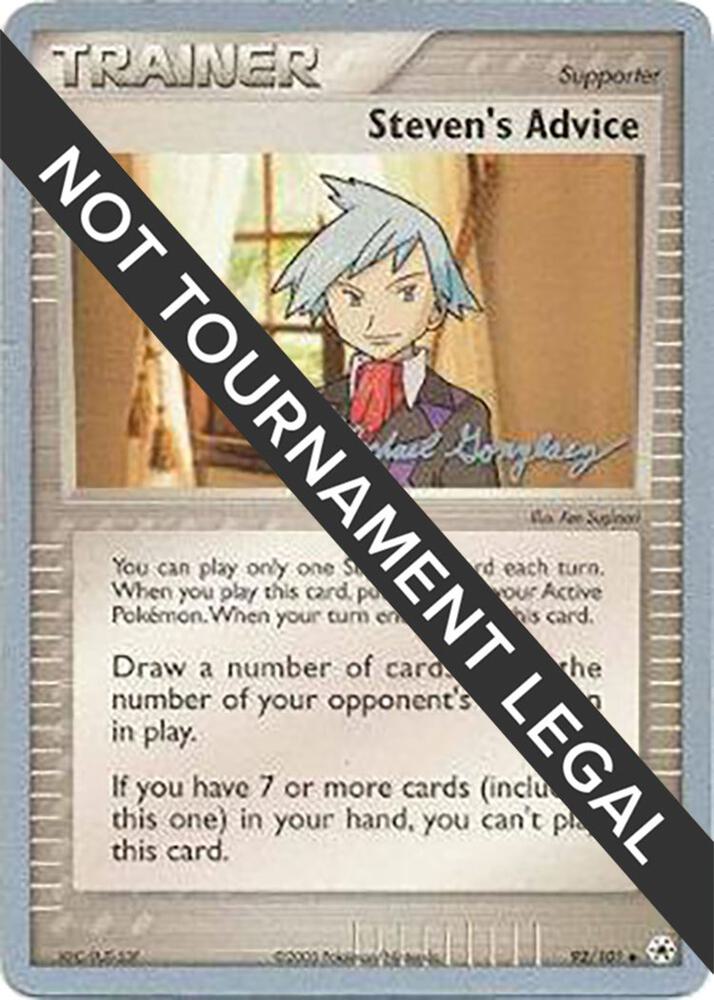 Steven's Advice - 2005 (Michael Gonzalez) 92/101 Uncommon World Championship Decks Pokémon card