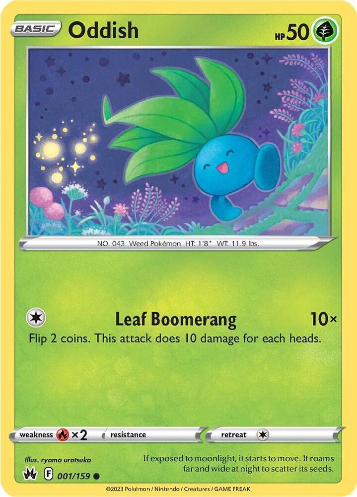 Oddish 001/159 Common Crown Zenith Pokémon card