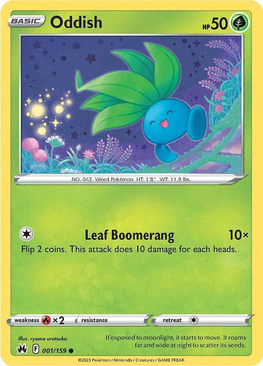 Oddish 001/159 Common Crown Zenith Pokémon card
