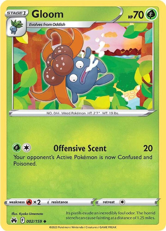 Gloom 002/159 Uncommon Crown Zenith Pokémon card