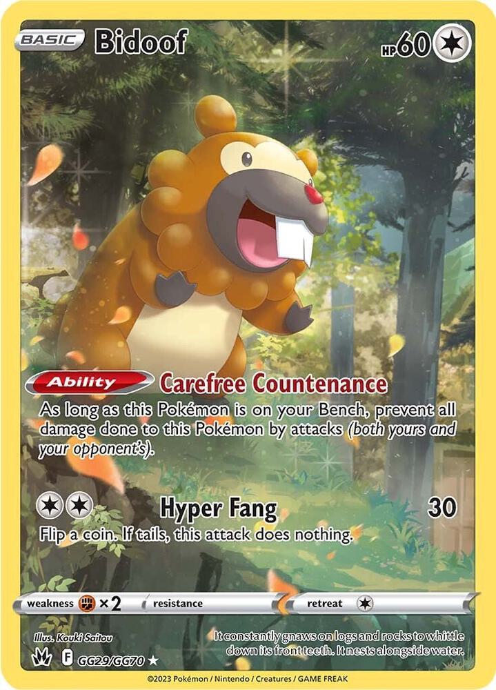 Bidoof GG29/GG70 Ultra Rare Galarian Gallery Pokémon card