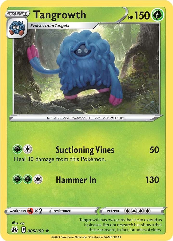 Tangrowth 005/159 Rare Crown Zenith Pokémon card