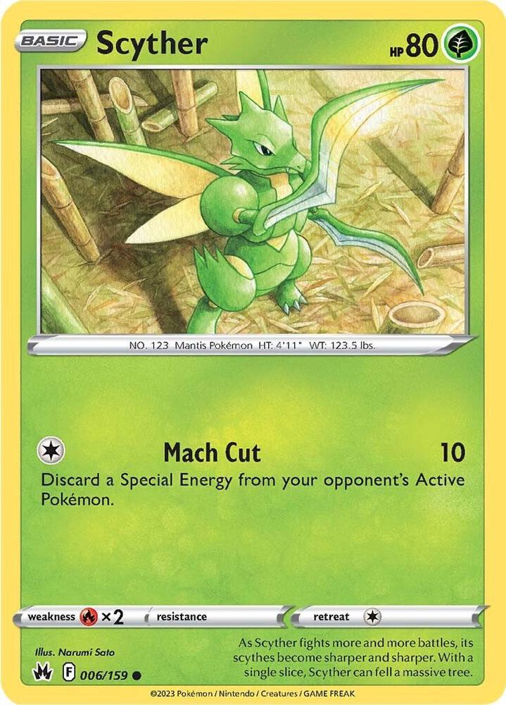 Scyther 006/159 Common Crown Zenith Pokémon card